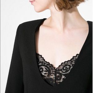 Mango Black Dress Lace Open Neck